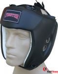 Kask bokserski meczowy FIGHTER skóra syntetyczna PU, czarny