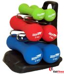 Zestaw hantli neoprenowych ze stojakiem STAYER SPORT 2x 1kg - 2x 2kg - 2x 3kg